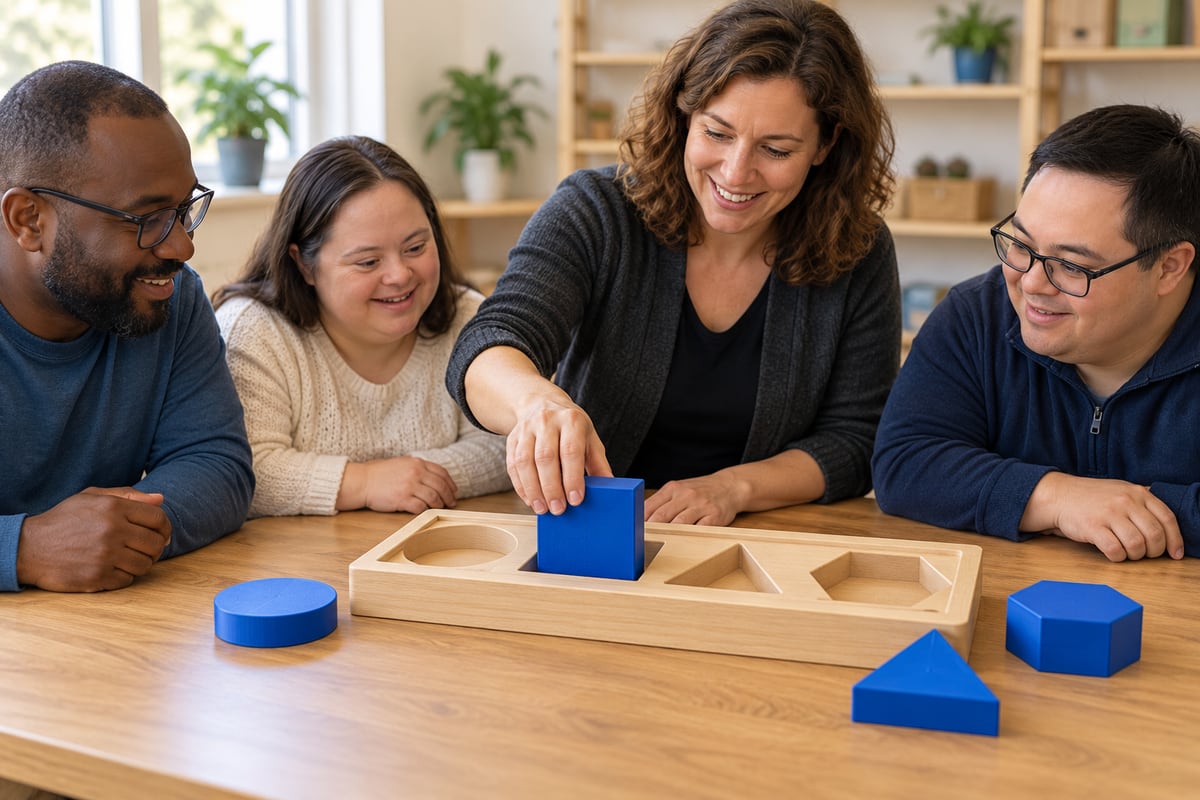 Illustrated example of sorting & shape-matching sets in a hands-on activity