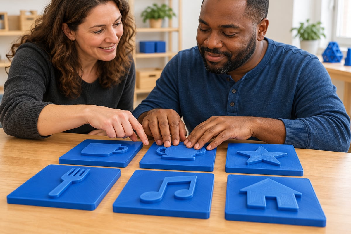 Illustrated example of tactile symbol tiles in a hands-on activity
